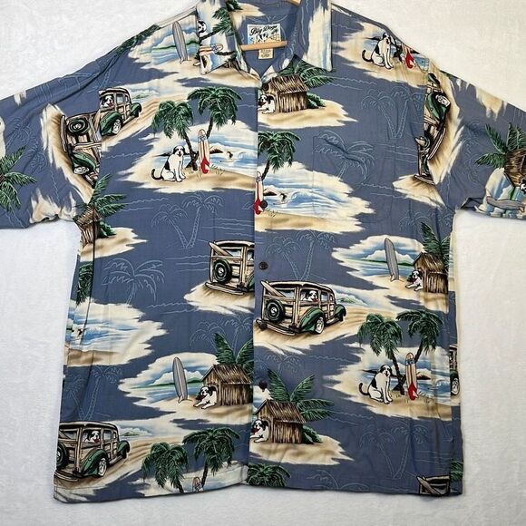 Big Dogs Men's Hawaiian casual button up Shirt beach and dog graphics- Men XL‎ - Picture 1 of 6